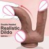 Двусторонние дилдо Супермягкий имитационный жидкий силикон Стимулирующий Большой присоска Вагинальный Анальный Лесбийский Секс-игрушка
