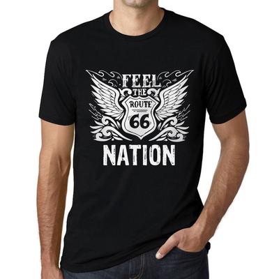 Мужская винтажная футболка Футболка с рисунком Feel The Nation Deep Black White Text