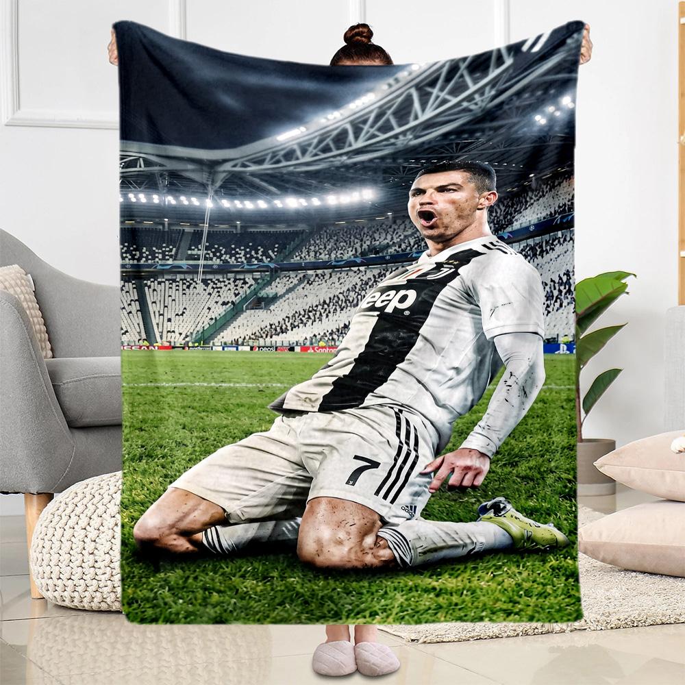 Cristiano Ronaldo Trophy Celebration Blanket Comfortable Great for Office Livingroom Bed Four Seasons Multipurpose Digital Print