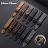 20 мм 22 мм Винтажный Ручной Шов Ремешок для Часов Гоночный Ремешок из Коровьей Кожи Серый Черный Коричневый Синий Спортивный Дышащий Пористый Ремешки для Часов