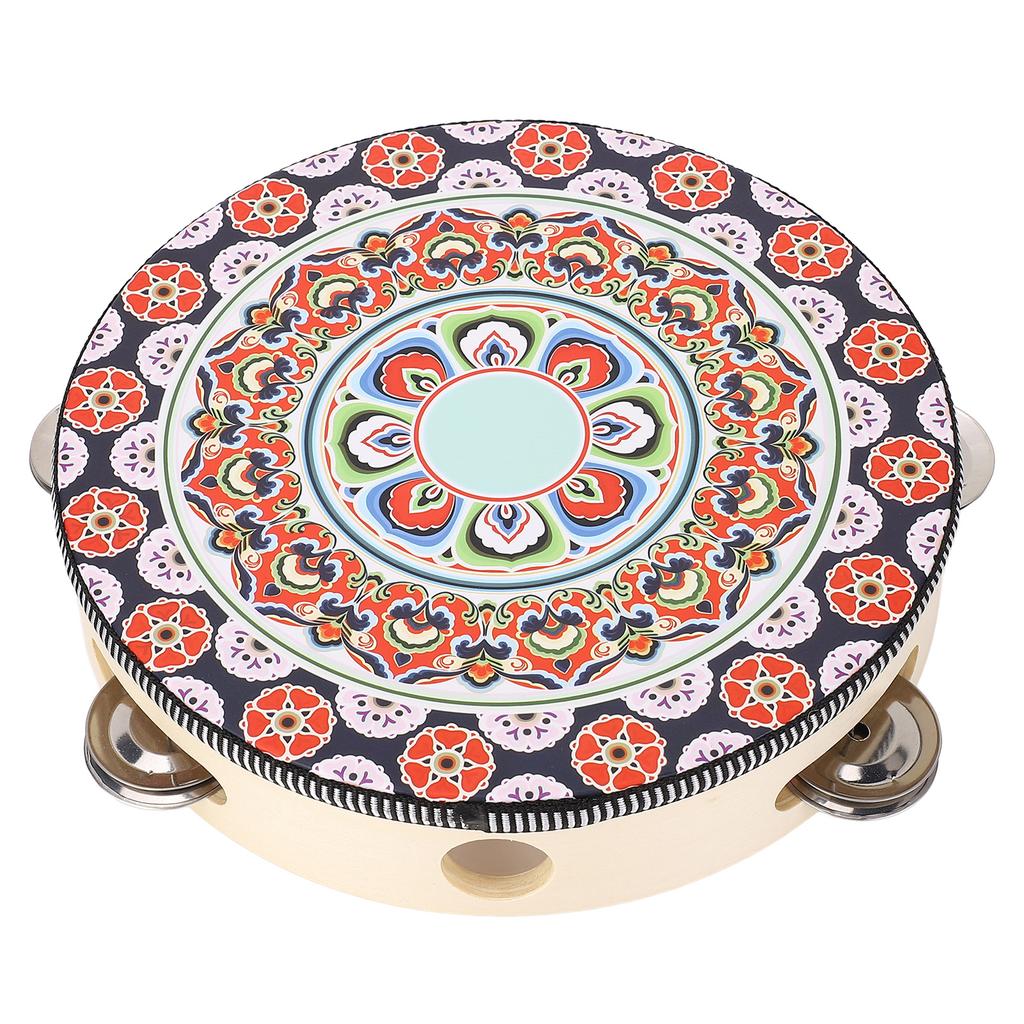 Hand Held Wood Tambourine 8 Inch Jingles Musical Educational Instrument for Adult and Children