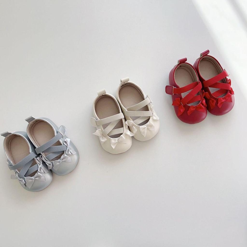 Весенняя новая детская обувь для ходьбы (0-2 года) с эластичной застежкой-липучкой, дизайн с бантом, мягкая подошва и мягкая поверхность