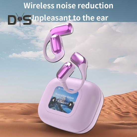 Translation Headphones with TF Card Playback Bluetooth-compatible AI Translating Earbuds 144 Languages Play Music LCD Screen-Touching Real Time