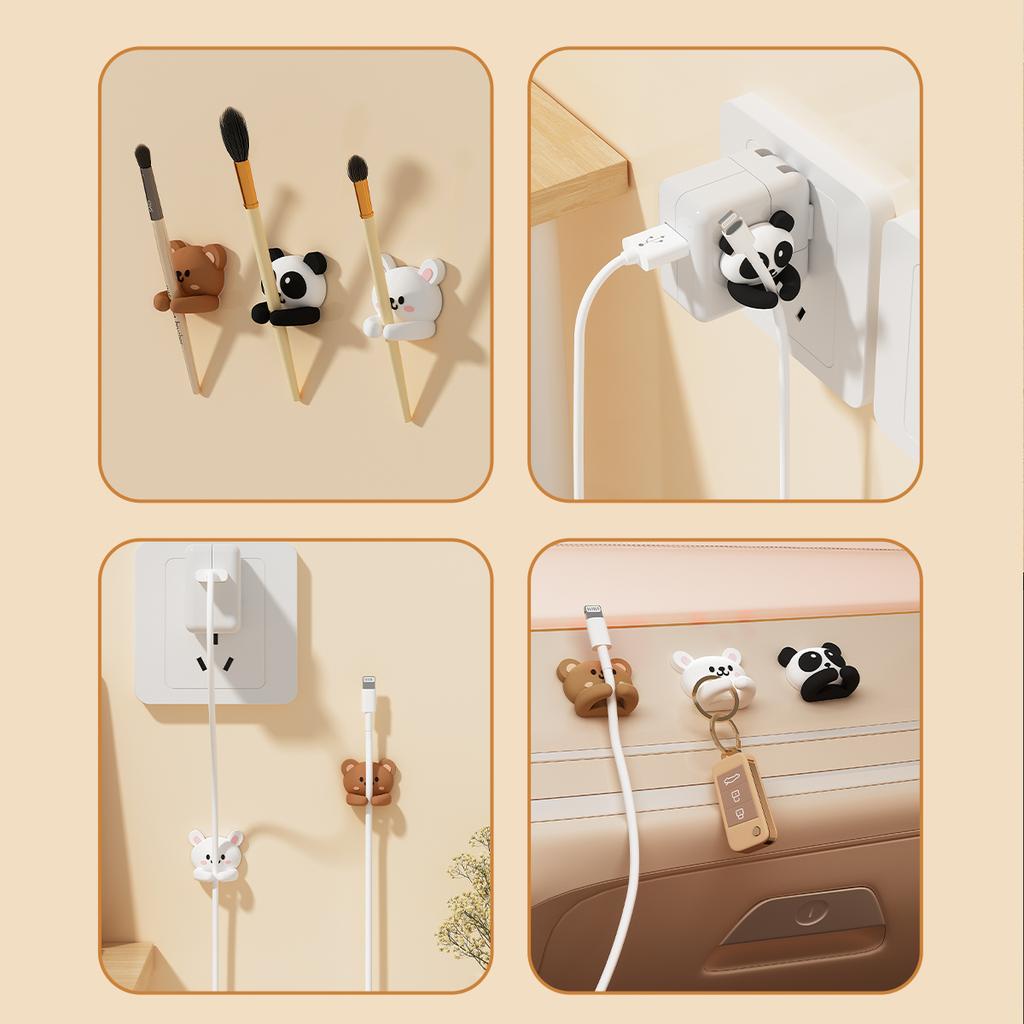 Cute Desktop Cable Organizer Holder Winder Clips Desk Self-Adhesive Mobile Phone Data Cable Management Wire Cord Holder