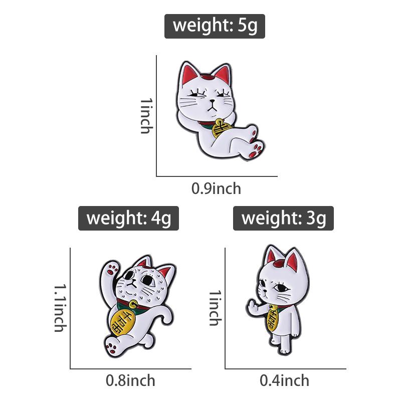 Cute Lucky Cat Enamel Pins Custom Cat Running Exercise Brooches Lapel Badges Clothes Animal Jewelry Gift for Kids Friends