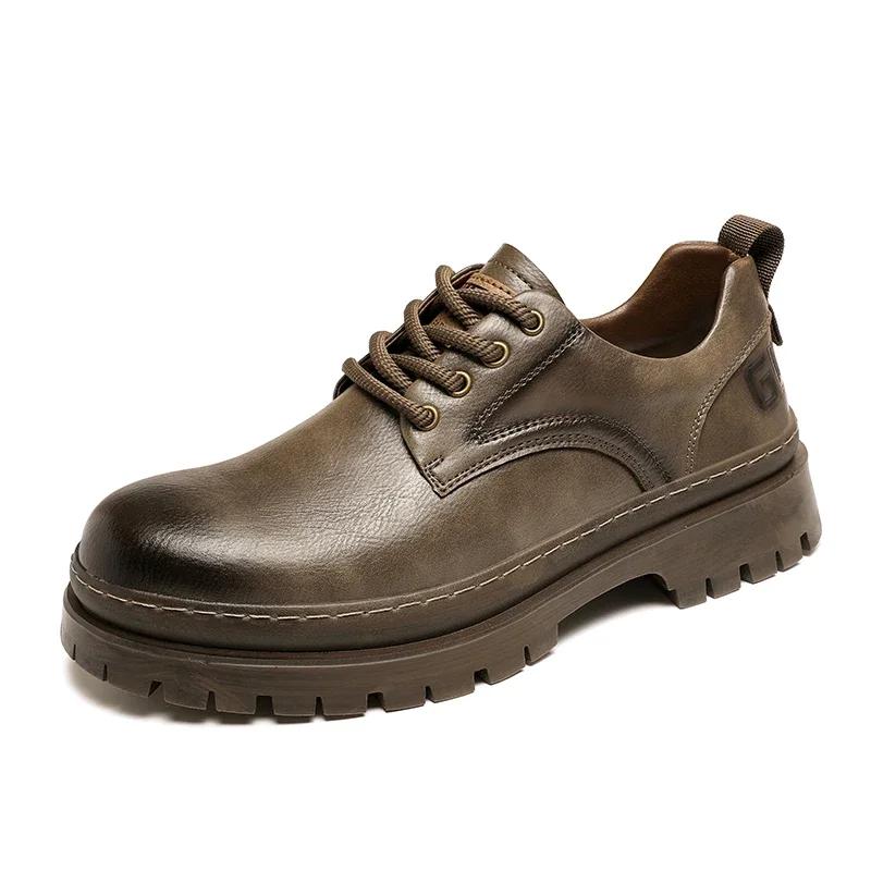 Высококачественная мужская повседневная кожаная деловая обувь 2024 года, удобная обувь на толстой подошве в итальянском стиле, противоскользящая уличная обувь Оксфорды
