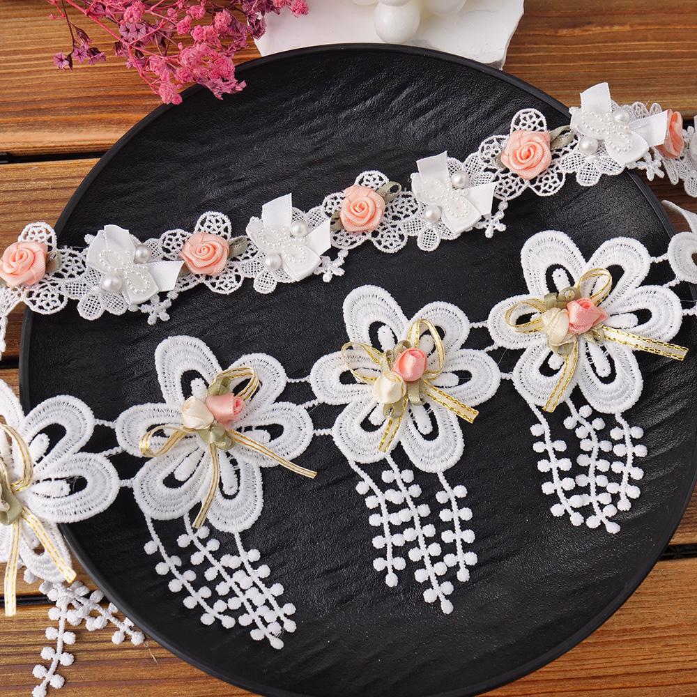 Flower Embroidered Lace Trim Ribbon For Crafts Wedding Dress Sewing Accessories Diy Material Needlework Decorative Fabric