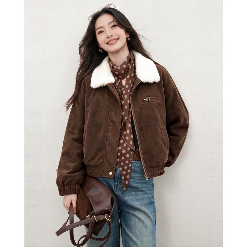 Shangjing Women's Corduroy Padded Jacket