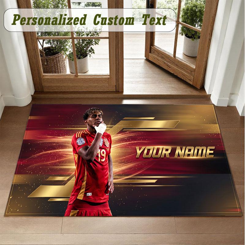 Crystal Velvet Square Rug Custom NameLamine Yamal Pattern Non Slip Home Floor Decor Rug