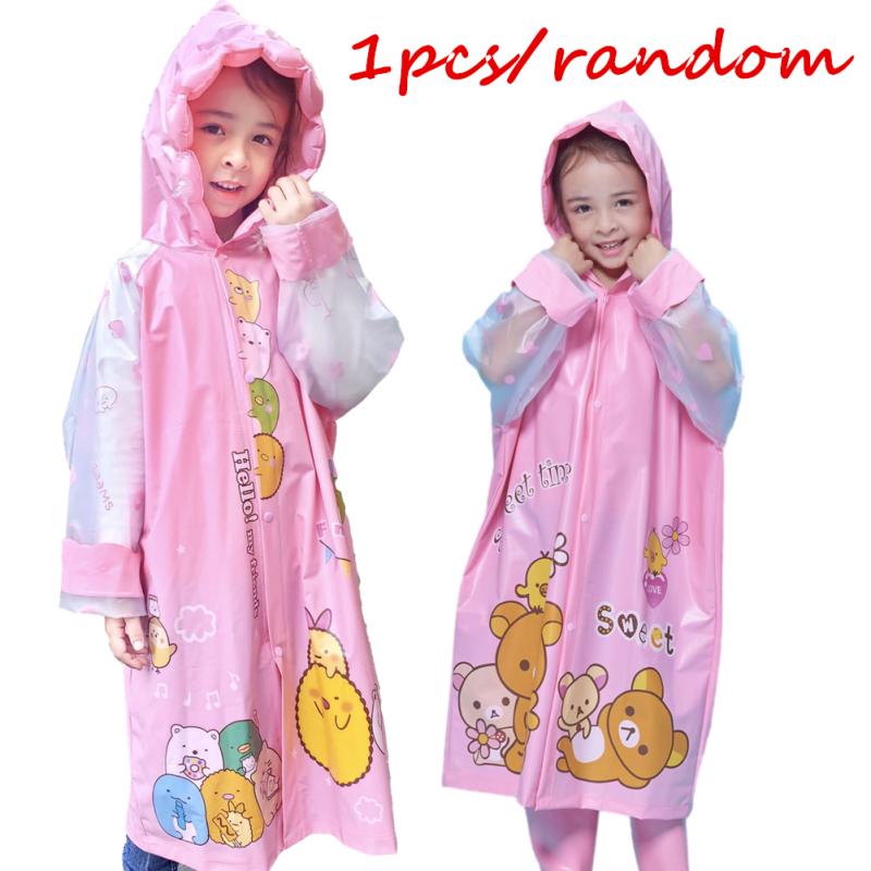 Детский плащ со школьной сумкой, пончо с большими полями для детей 4-10 лет
