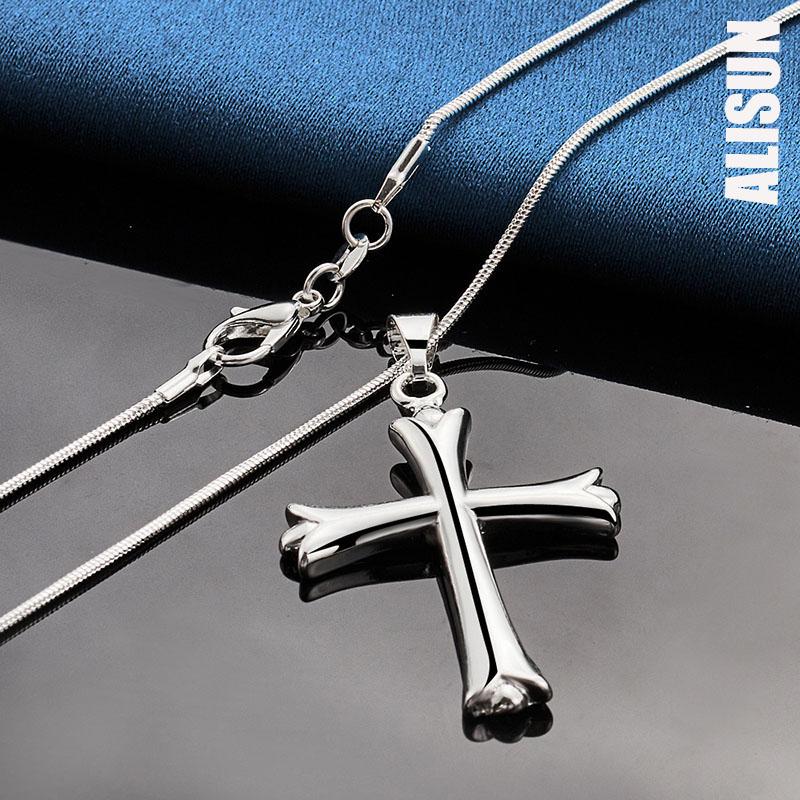 925 Sterling Silver Classic Cross Pendant Necklace Fashionable Wedding Jewelry