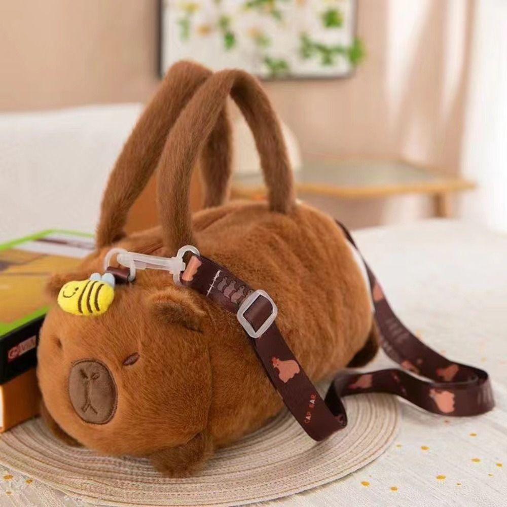 PP Cotton Capybara Bucket Bag Soft Plush Doll Shoulder Bag Phone Bag Panda Crossbody Bag Daily