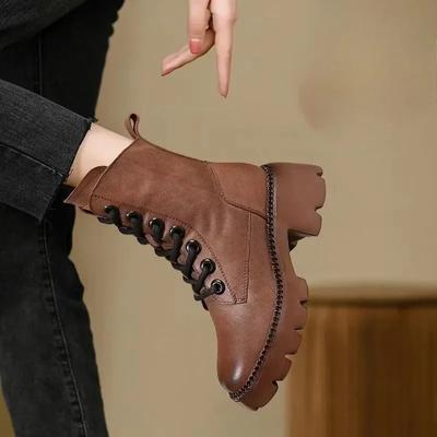 Модная обувь до середины икры женская большого размера теплая новинка на платформе полусапожки для женщин весна 2024 удобные и элегантные ботинки Y2k для работы