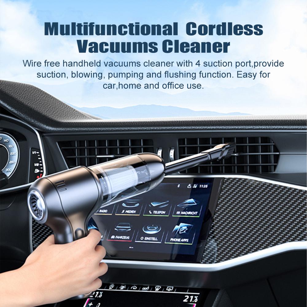 Многофункциональный автомобильный пылесос 4-в-1, портативный беспроводной ручной автомобильный пылесос, сильный
