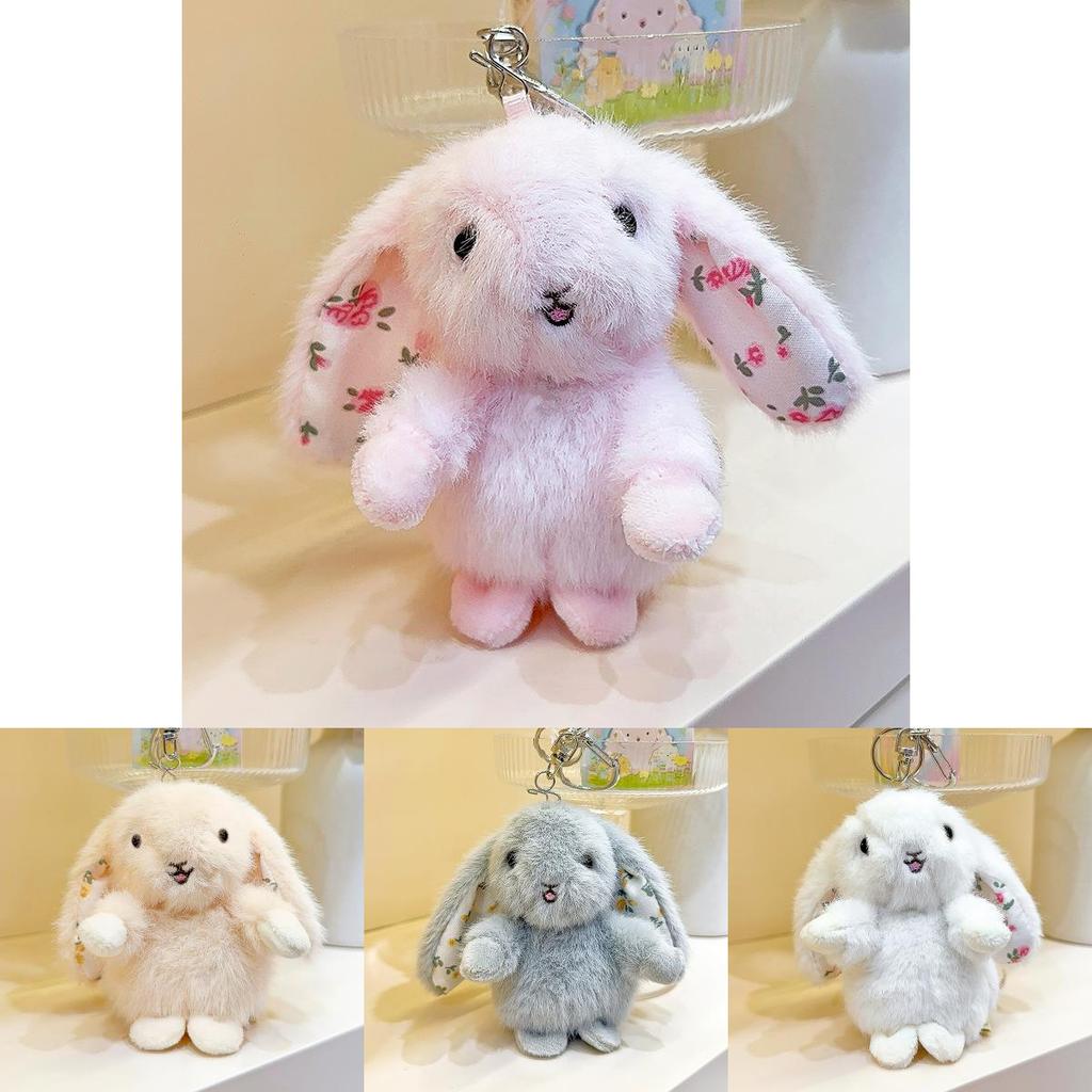 Garden Style Longeared Rabbit Plush Keychain With Soft Material For Gift And Decor