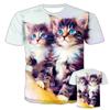 Новая летняя модная крутая футболка для мужчин/девочек, детская, с 3D-принтом в виде милого животного или кошки, спортивная, дышащая, легкая, для фитнеса, спортивная футболка