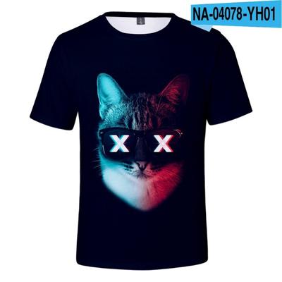 Детская футболка с коротким рукавом с принтом кота для взрослых, мужская футболка с коротким рукавом с принтом в стиле уличного тренда, топы и футболки (Мужской)