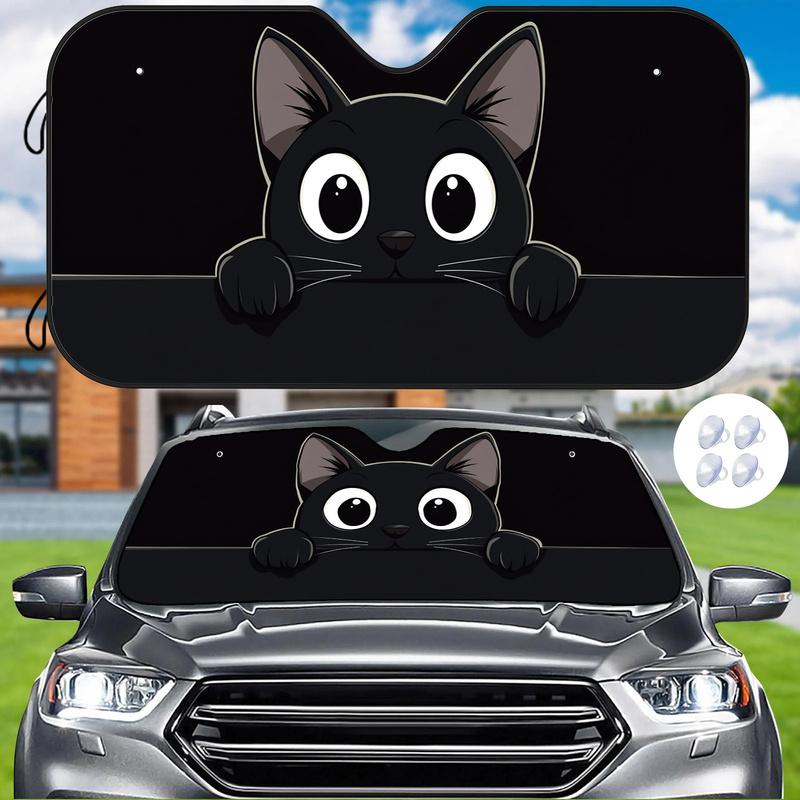 Cute Black Cat Car Sunshade - Universal Heat Resistant And Scratch Resistant Window Sunshade with Attractive Peeping Cat Design
