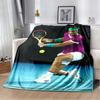 Iga Swiatek Tennis Champion Print Flannel Blanket, Soft Warm Throw Blanket for Sofa Bedroom, Tennis Fan Home Decor Gift