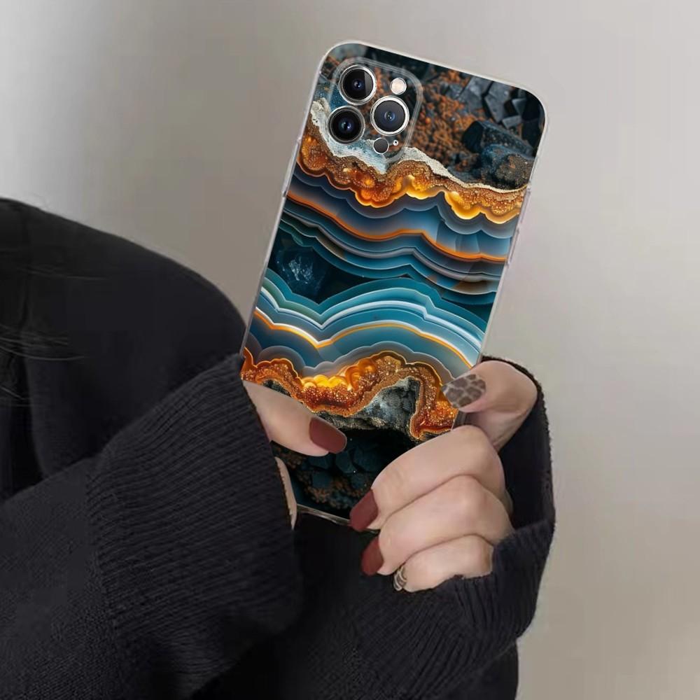 Marble Agate Pattern Phone Case For IPhone 16 15 8 7 6 6S Plus X SE XR XS 14 11 12 13 Mini Pro Max Mobile Case