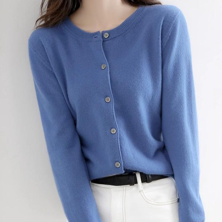 Весенний джемпер с круглым вырезом, свободный, мягкий, тонкий свитер, вязаный кардиган, куртка, осенний, корейская версия, с длинным рукавом, однотонные свитера, топы, верхняя одежда