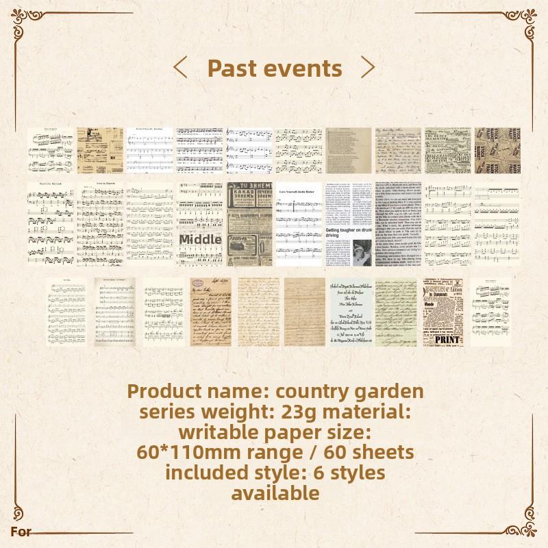 60 шт. Новые культурные и креативные наклейки для ручного аккаунта в стиле «Загородный сад» Наклейки для ручного аккаунта Креативная ретро-бумага для материалов