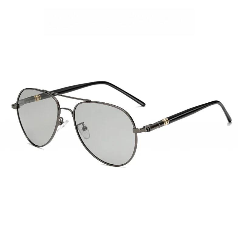 Хромированные поляризованные солнцезащитные очки UV400 стиль пилот линзы меняющие цвет мужские антибликовые очки для вождения очки