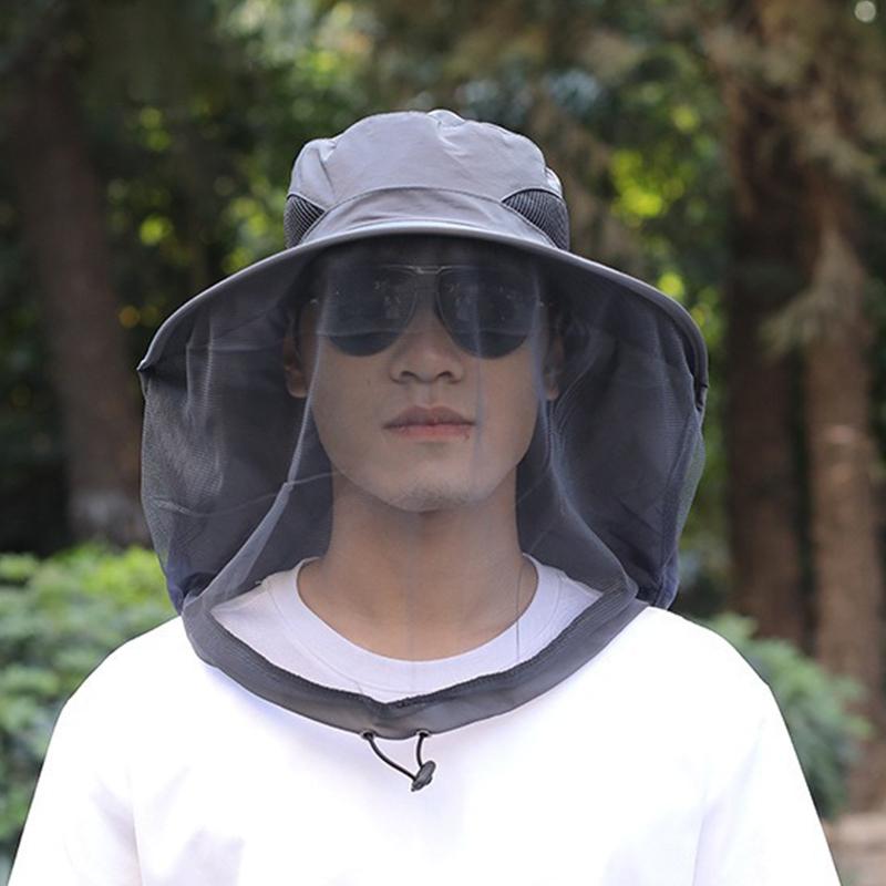 Foldable Mosquito Hat With Hidden Net Mesh Repellent Bee Protection Casual Outdoor Sunscreen Fishing Cap Panama Hat