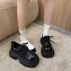 Spring New Thick Heel Single Shoes Women's Fashion Round Head Deep Mouth Front Lacing Thick Soles Non-slip Loafers