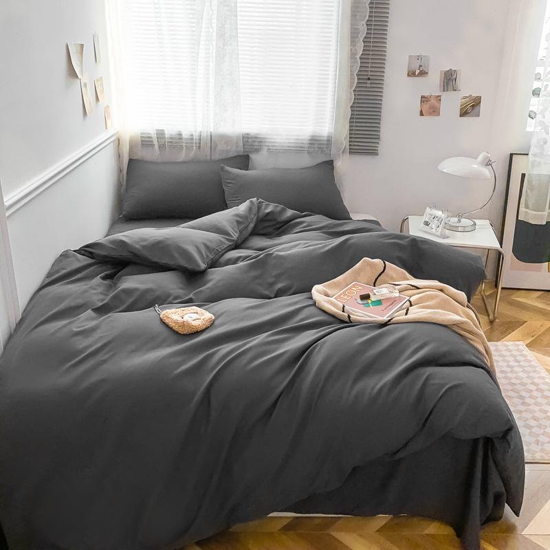 Сплошной цвет, хлопковый комплект из четырех предметов, матовые простыни, три комплекта