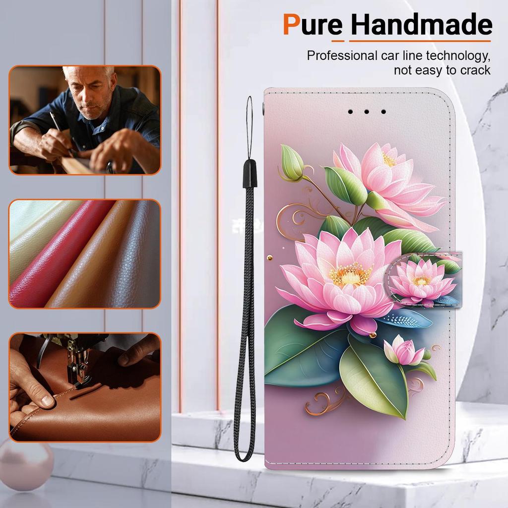 3D Абстрактное искусство Живопись Цветы Животные Кожаный телефон Кошелек Чехол-книжка Подставка для iPhone 16e Samsung A06 Xiaomi 14T Redmi Магнитный слот для карт Флип-чехол