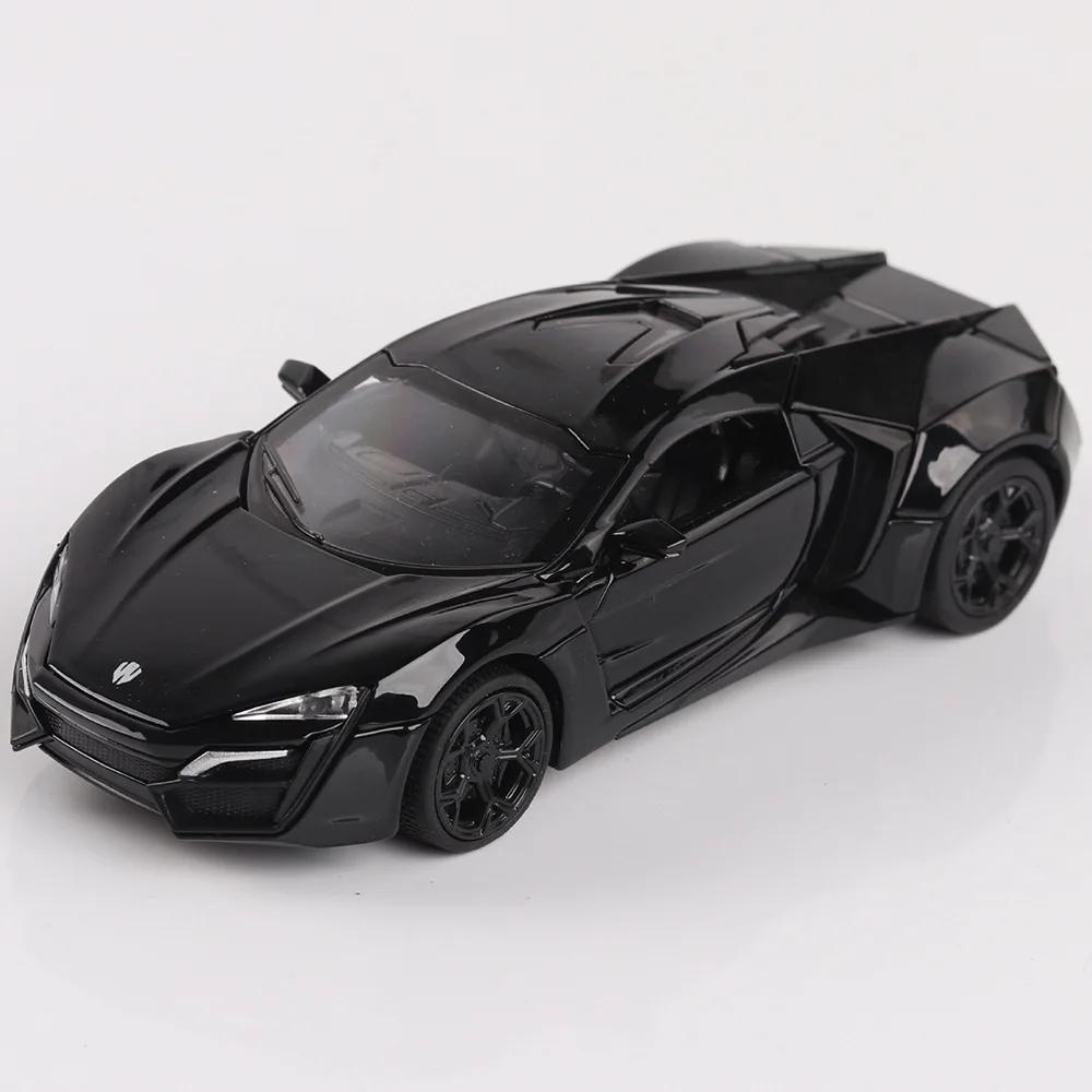 1:32 Scale Lykan Mode Toy Sports Cars Alloy Diecast Sound Light 4 Doors Opened Sound Light Pull Back Supercar Models Child Gifts