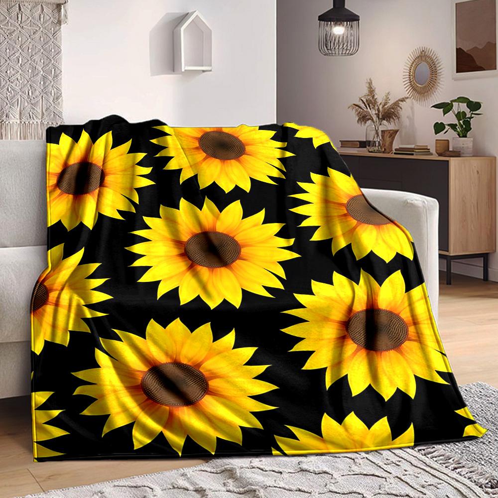 1pc Sunflower Pattern Blanket Warm, Cozy, And Soft, Suitable for Sofas, Beds, Cars, And Office Use.Perfect for Camping And Travel, Making It a Great G