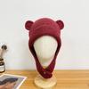 Cute Warm Beanie Hats Y2k Ear Protection Cap Fashion Bear Ear Knitted Cap  Streetwear