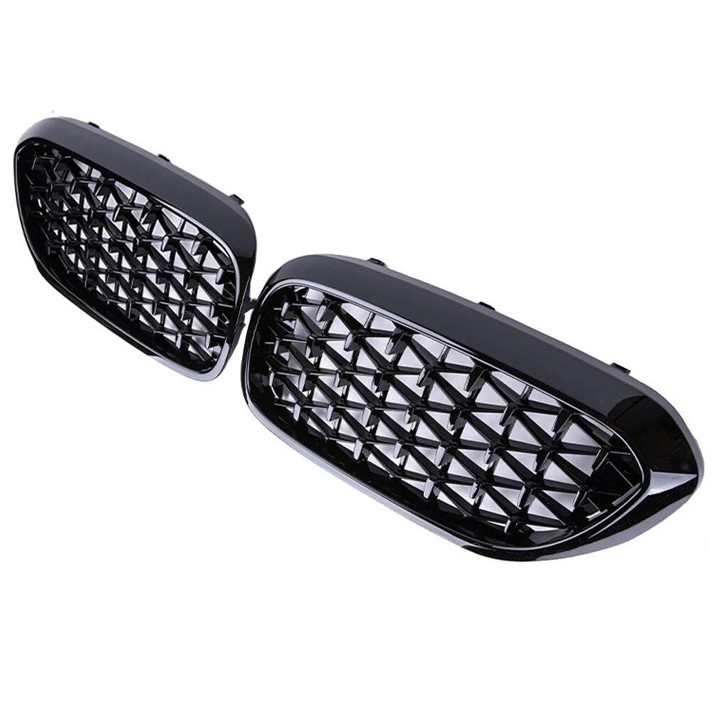 2PCS Car Racing Grill Meteor Diamond Star Style Front Kidney Grille Bumper For BMW 5 Series G30 G31 G38 520i 530i 540i 2018