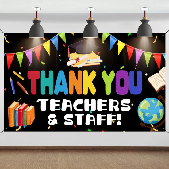 Баннер-фон для Недели признательности учителям. Спасибо учителям и сотрудникам. Украшение фона на День учителя. Декор для классной комнаты, школы, офиса.