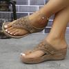 New Large-size Women's Shoes Pinch Cold Slippers Women's Metal Thick-soled Wedges Comfortable Beach Sandals