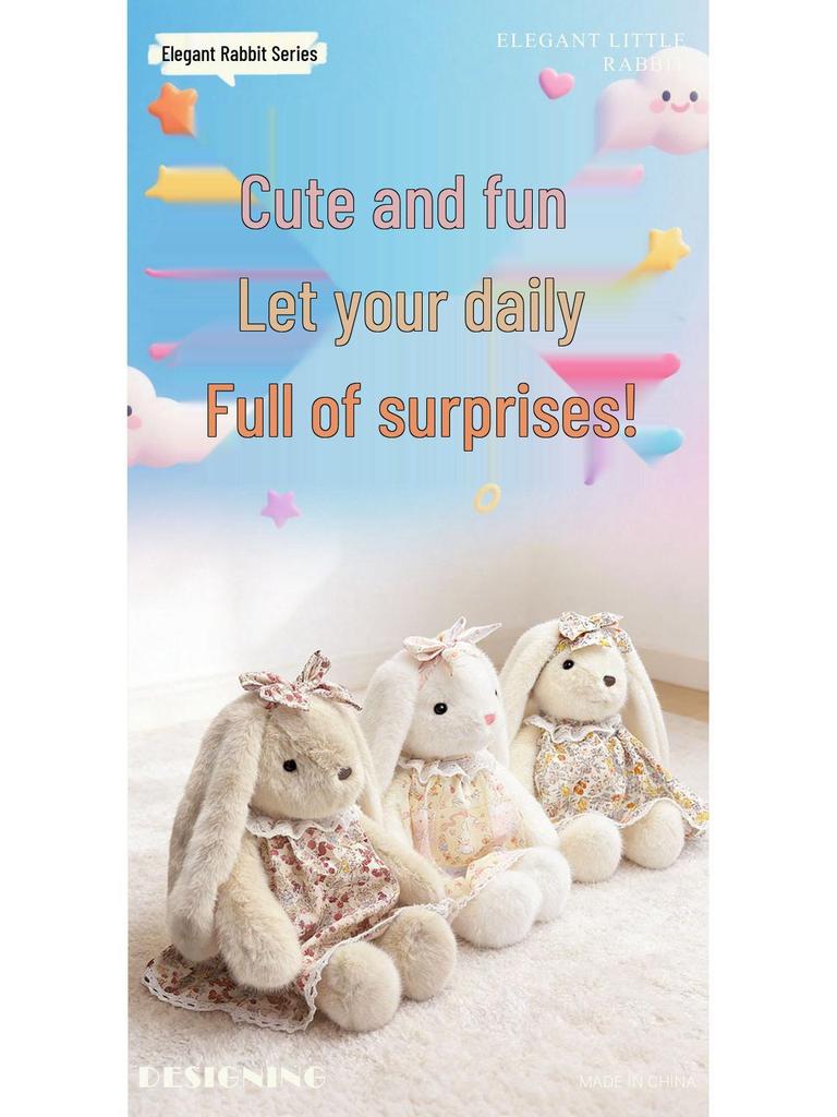 Трехцветная плюшевая кукла-кролик: Милая, Съемная, Успокаивающая Игрушка для Детей и Подруг, Идеальный Подарок на День Рождения