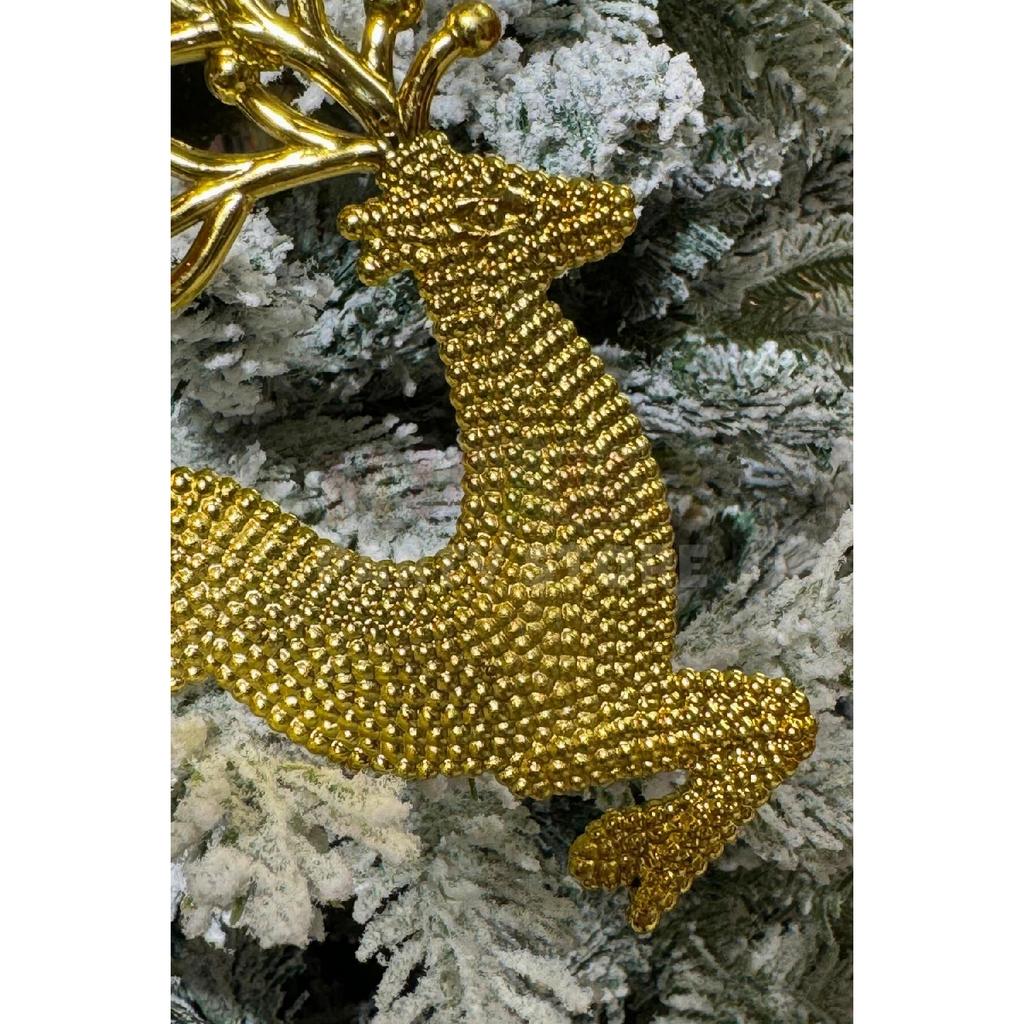 2 Pieces Running Deers Christmas Tree Ornament Silver Gray Colored Deer 11x13 Cm New Year Pine Tree Ornament