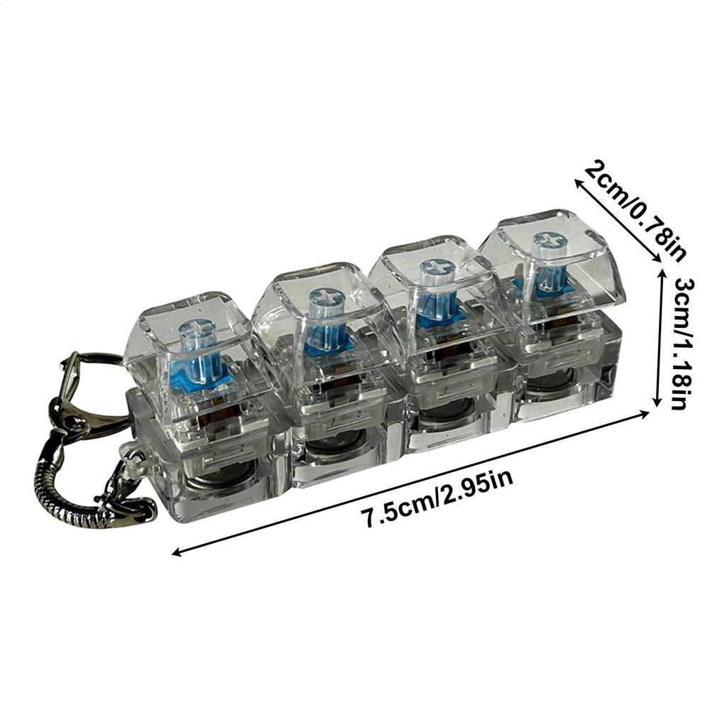 Брелок для снятия стресса Игрушки Подарки 4 Клавиши Светодиодная Клавиша Игрушка Клавиатура для Детей Взрослых Прозрачные Разноцветные Огни Кнопки-Кликеры