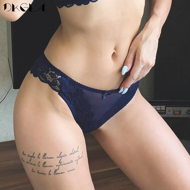 DKGEA Сексуальные трусы с низкой талией, прозрачные кружевные трусики, женское нижнее белье