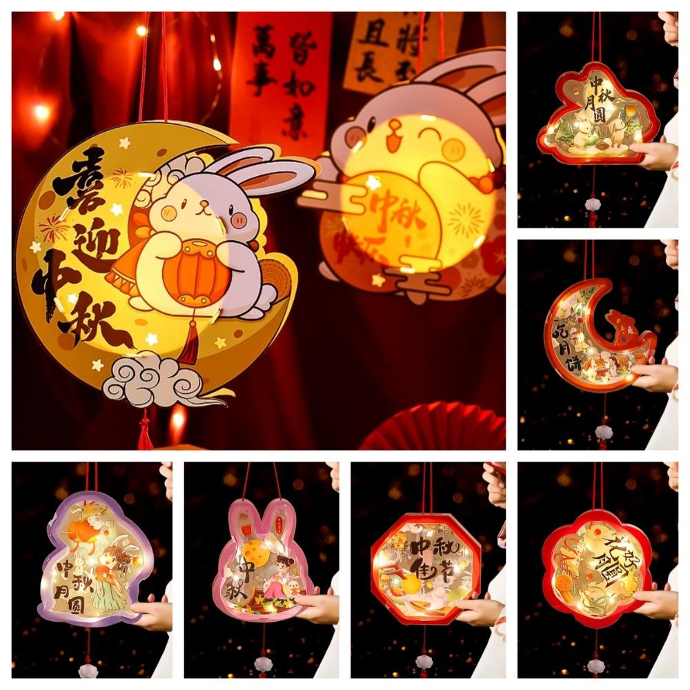 Handmade Transparent Rabbit Lantern Cartoon Lantern DIY Material Package  For Women