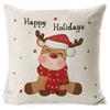Christmas Pillowcase, Home Bedside Cushion, Linen Short Plush Printed Halloween Sofa Pillow