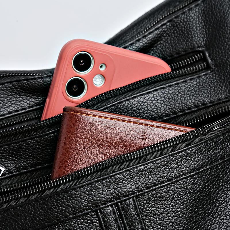 Women's Bag Large Capacity Crossbody Bag Soft Leather Shoulder Bag Mother Bag Multi-Layer Bag