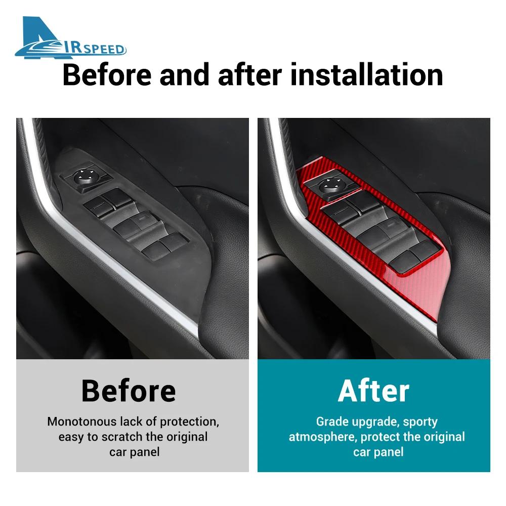 Carbon Fiber Style Window Switch Panel Trim for Toyota RAV4 XA50 2019-2025 LHD RHD
