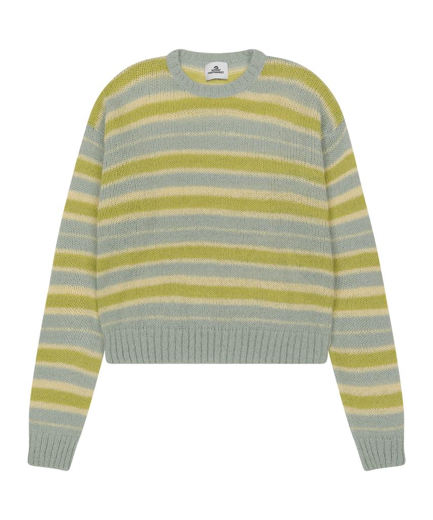 SUNDAY FRUIT MARKET Stripe Sun Knit Crew Mint
