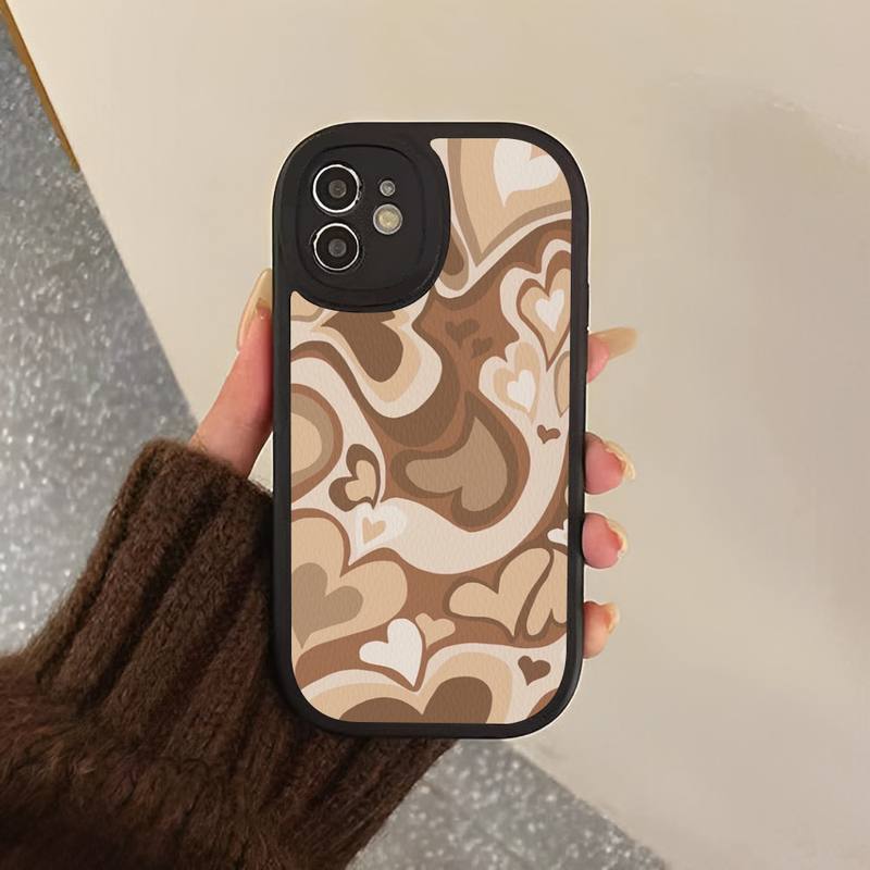 Чехол для телефона Heart Circle, жесткий кожаный чехол для iPhone 13, 12, Mini, 11, 14, Pro Max, Xs, X, Xr, 7, 8, Plus, 6, 6s, Se, 2022, силиконовый чехол