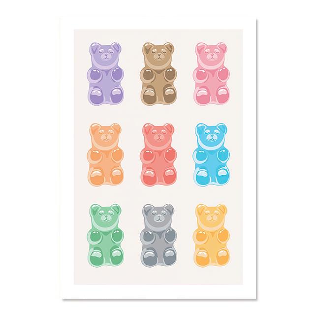 Abstract Smiley Poster Aesthetics Rainbow Bear Print Hippie Doodle Canvas Painting Checkerboard Art Wall Picture Home Room Decor