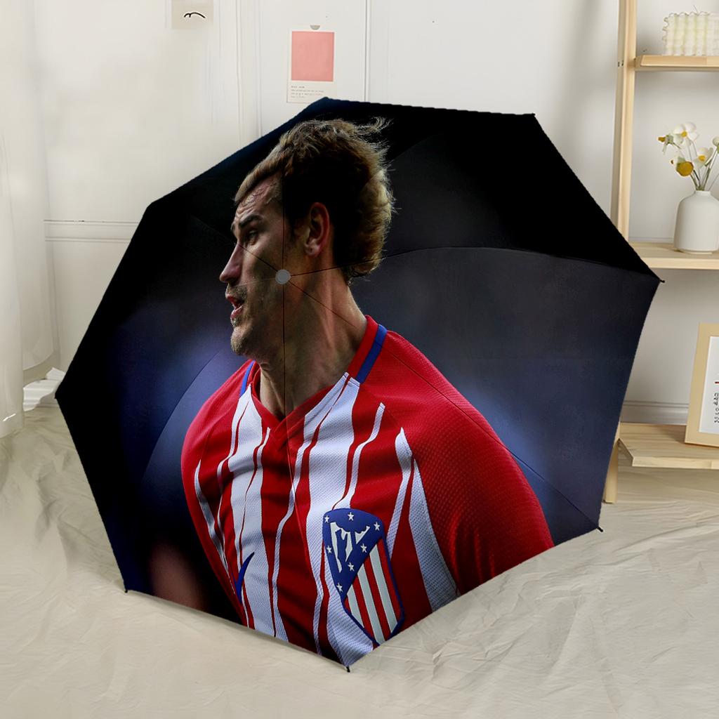 Atletico Madrid Player Compact Travel Automatic Umbrella Compact 8-Rib Lightweight Lightweight All-Season Travel Stylish Accessory Best for Christmas