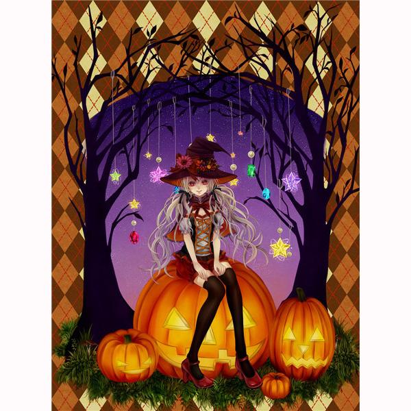 5D Diamond Embroidery Anime Girl Diamond Painting Halloween Pumpkin Cross Stitch Kit Mosaic Picture Home Decoration Kids Gifts